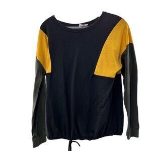 Plush Boutique Women's Long Sleeve Tie Hem Colorblock Sweatshirt Size Small